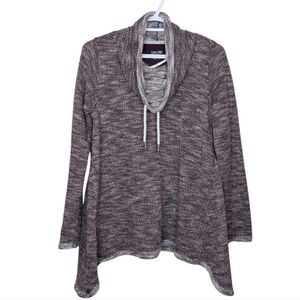 Calvin Klein Women's Performance Purple Heathered Hi Lo Side Cowl Sweater Medium